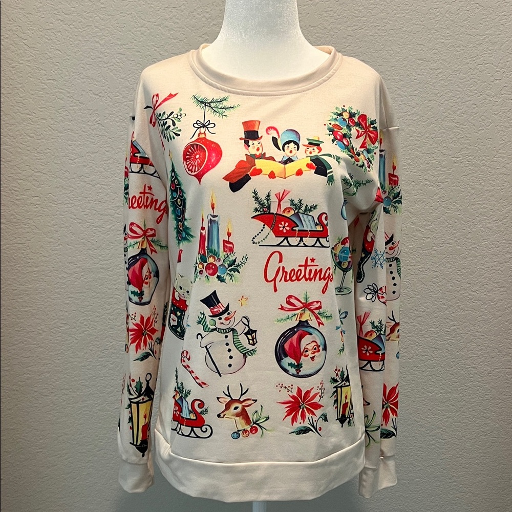 Festive Cream Holiday Sweater
